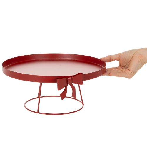 Decorative tray on a stand with metal bow, 30cm, 2-piece set | Floristik24.ie