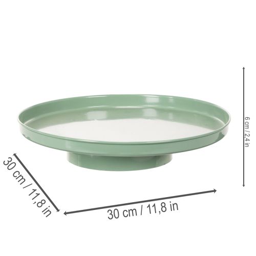 Round green decorative plate on a stand for table arrangement, 30cm | Floristik24.ie