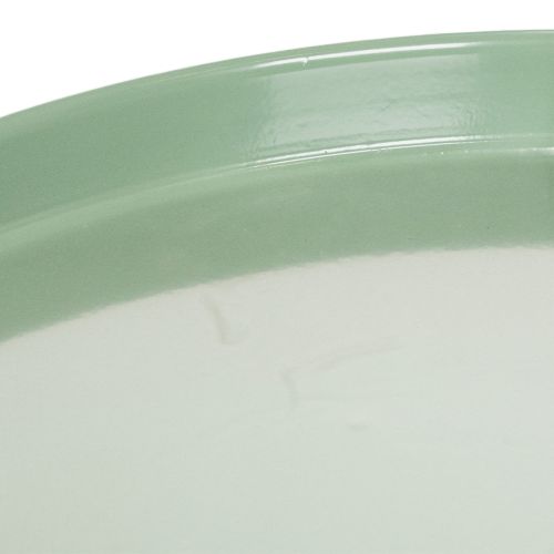 Round green decorative plate on a stand for table arrangement, 30cm | Floristik24.ie