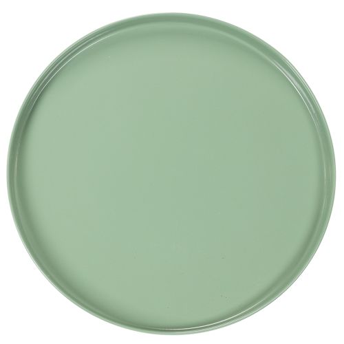 Round green decorative plate on a stand for table arrangement, 30cm | Floristik24.ie
