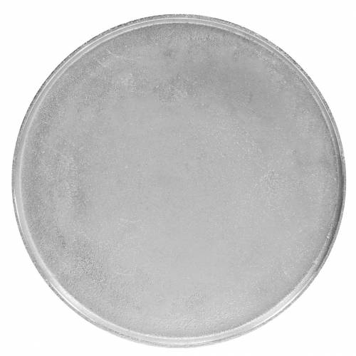 Floristik24 Decorative plate clay Ø31cm silver