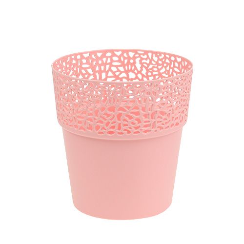 Floristik24 Decorative pot plastic pink Ø13cm H13.5cm 1p