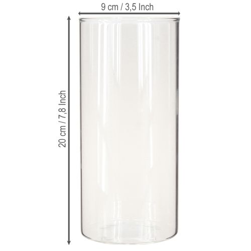 Product Decorative vase, flower vase, glass vase, colorless Ø9cm H20cm
