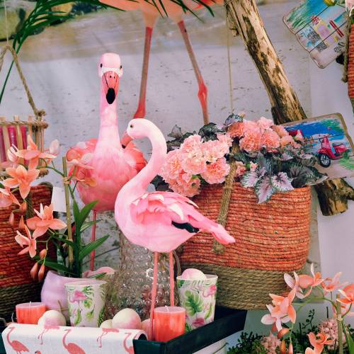 Floristik24 Decorative flamingo with feathers pink H45cm