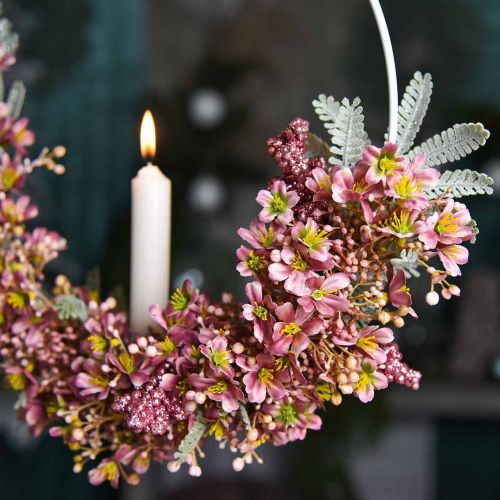Product Decorative branch mimosa green frost effect 63cm