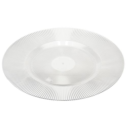 Decorative plate with grooves plastic plate plastic plate clear Ø33cm | Floristik24.ie