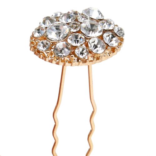 Product Hairpin wedding gold with rhinestones 7cm 9pcs