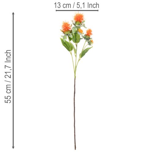 Artificial orange safflower as an artificial flower for vases and decoration, 55cm, 4 pieces | Floristik24.ie