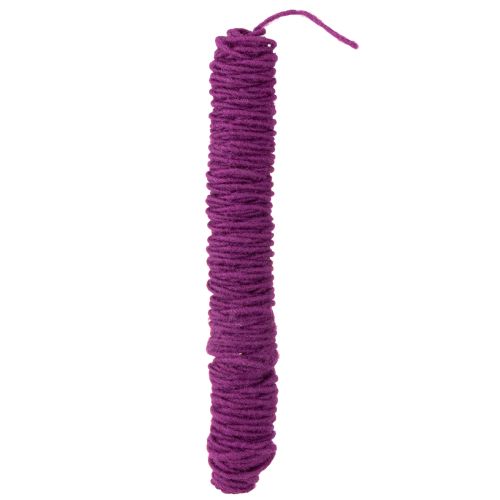 Purple wool cord, 55m, decorative twine for floristry and crafts