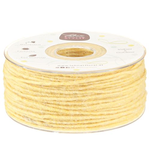 Wick thread wool cord felt cord wool thread yellow Ø3mm 100m