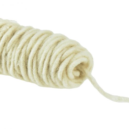 Floristik24 Wick thread wool cord wool thread felt cord cream L55m