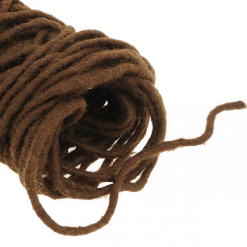 Floristik24 Wick thread dark brown, wool cord with wire, florist supplies L30m