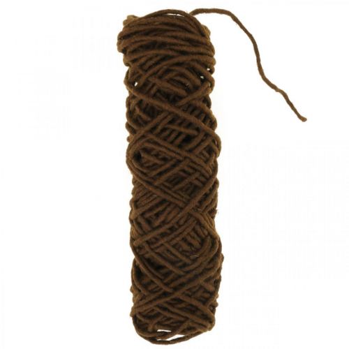 Floristik24 Wick thread dark brown, wool cord with wire, florist supplies L30m