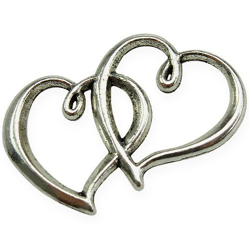 Product Double heart metal silver 3cm 50p