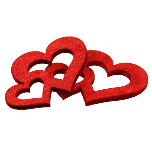 Floristik24 Double wooden hearts for scattering 4cm red 72 pcs