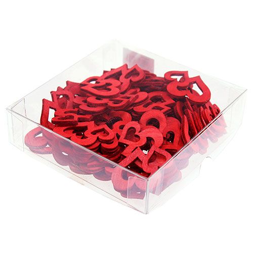 Floristik24 Double wooden hearts for scattering 4cm red 72 pcs
