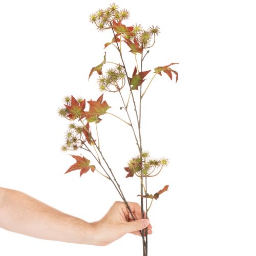 Artificial autumn branch of sweetgum tree with leaves and fruit clusters, 132cm | Floristik24.ie
