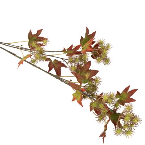 Artificial autumn branch of sweetgum tree with leaves and fruit clusters, 132cm | Floristik24.ie