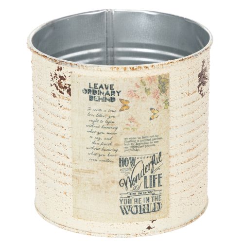 Floristik24 Tin Planter Cream Metal Shabby Chic Ø11cm H10.5cm