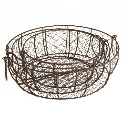 Floristik24 Wire Basket Bowl with Handle Brown Ø35/30/25cm Set of 3