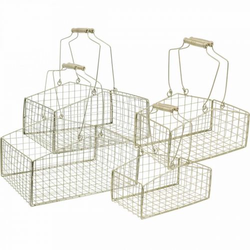 Wire basket with handle mesh basket metal gold set of 4