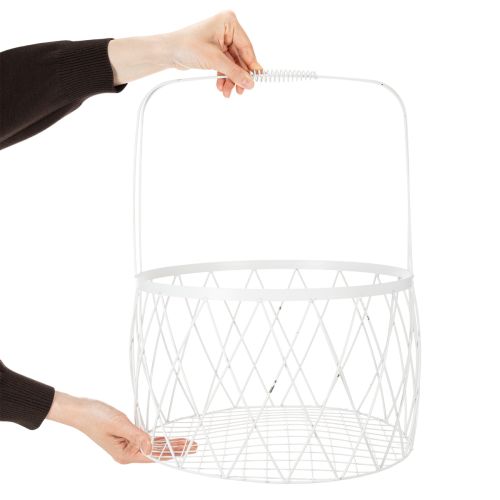 Product Wire basket with handle, white metal, Ø25/30/35cm, set of 3