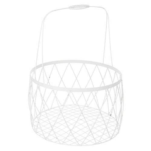 Product Wire basket with handle, white metal, Ø25/30/35cm, set of 3