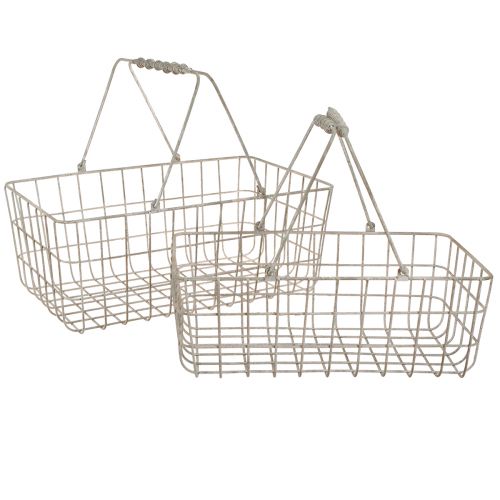 Floristik24 Wire basket with handles grey 34×20.5cm / 38×24.5cm set of 2