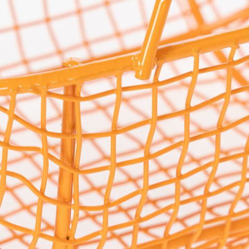 Product Wire basket with wooden handle. Handy design. Ideal for spring decorations, home and office. 17cm, 6 pieces.