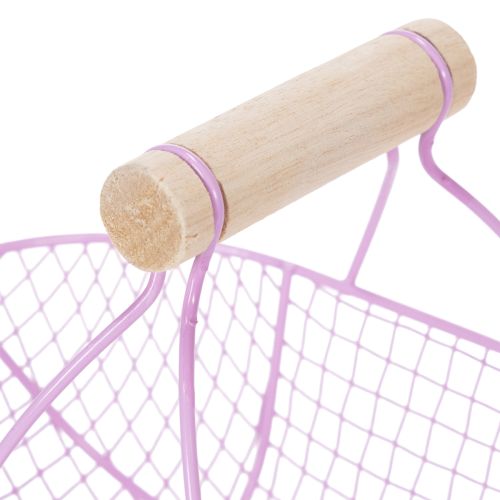 Product Wire basket with wooden handle, ideal for modern living and stylish decoration, 17cm, 6 pieces