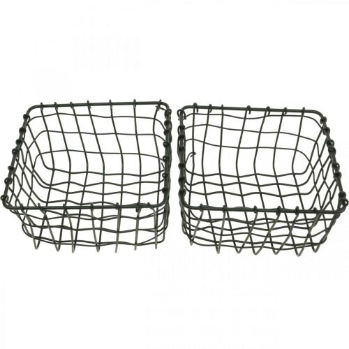 Floristik24 Storage basket, basket for planting, mini wire basket square 12 × 12cm 2pcs