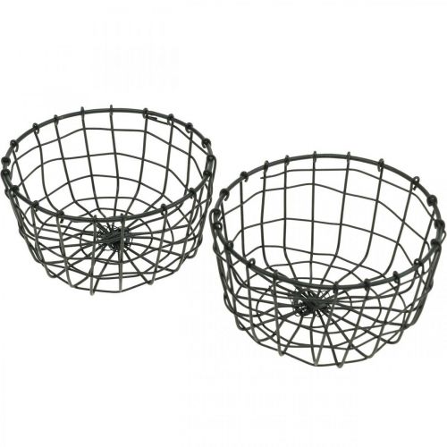 Floristik24 Basket for planting, mini wire basket, round planting basket Ø12cm H6.5cm 2pcs