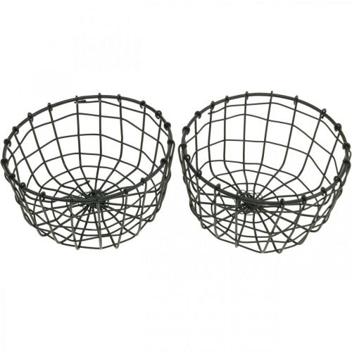 Floristik24 Basket for planting, mini wire basket, round planting basket Ø12cm H6.5cm 2pcs