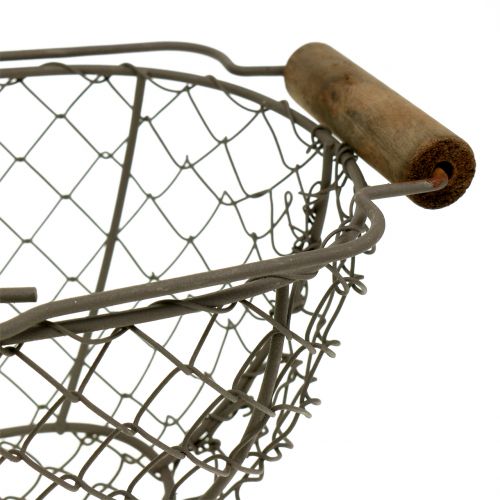 Floristik24 Wire basket with wooden handle brown 20cm