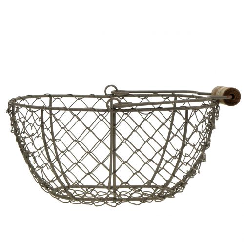 Floristik24 Wire basket with wooden handle brown 20cm