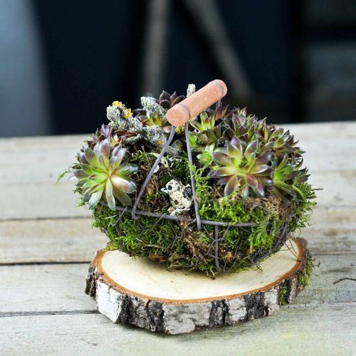 Product Wire basket oval with handle gray 17×11cm H15cm 2pcs