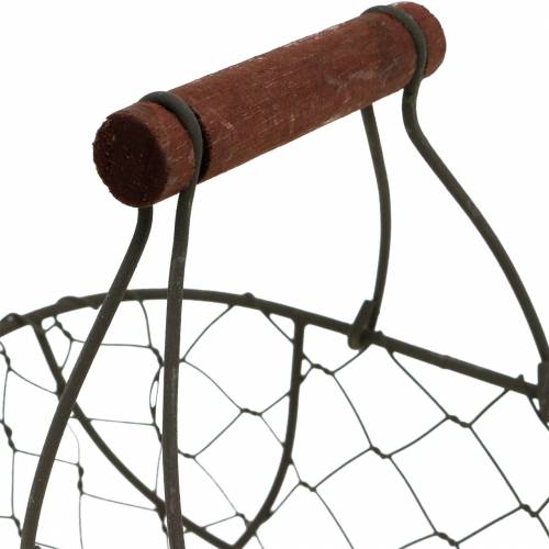 Product Wire basket oval with handle gray 17×11cm H15cm 2pcs