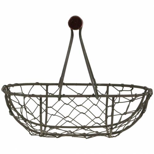 Product Wire basket oval with handle gray 17×11cm H15cm 2pcs