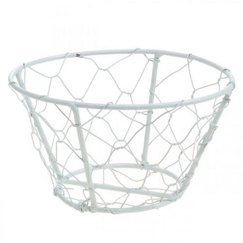 Mesh basket, wire basket, metal decoration shabby chic white Ø12cm H7cm