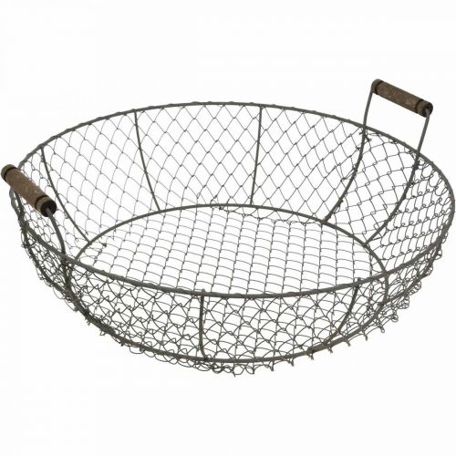 Floristik24 Wire basket round with handles basket grey-brown Ø32/36/40cm set of 3