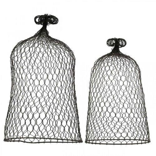 Floristik24 Decorative bell made of metal, climbing aid, wire hood brown, patina H50/41cm Ø30/25cm, set of 2