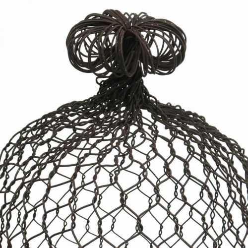 Floristik24 Decorative bell made of metal, climbing aid, wire hood brown, patina H50/41cm Ø30/25cm, set of 2