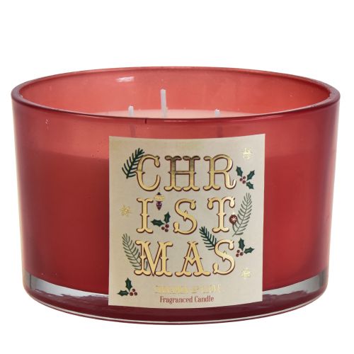Floristik24 Three-wick candle Christmas scented candle in a glass cinnamon carnation Ø13cm