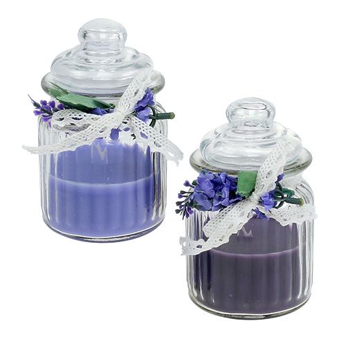 Floristik24 Scented candle in a glass lavender Ø7.5cm H13cm 2pcs