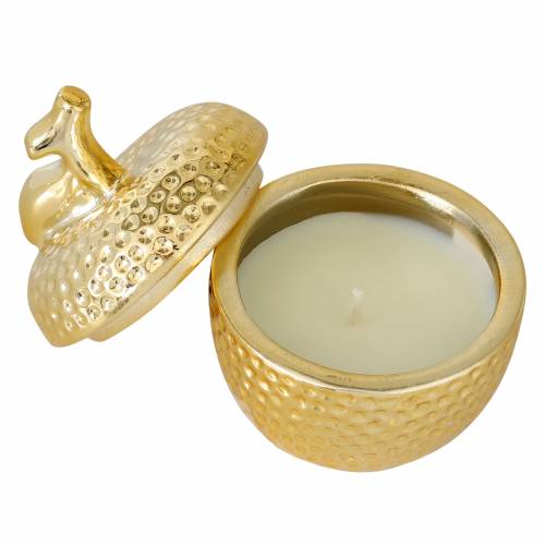 Floristik24 Scented candle "Spiced Apple" in apple jewelry box gold Ø7.2cm H8.5cm