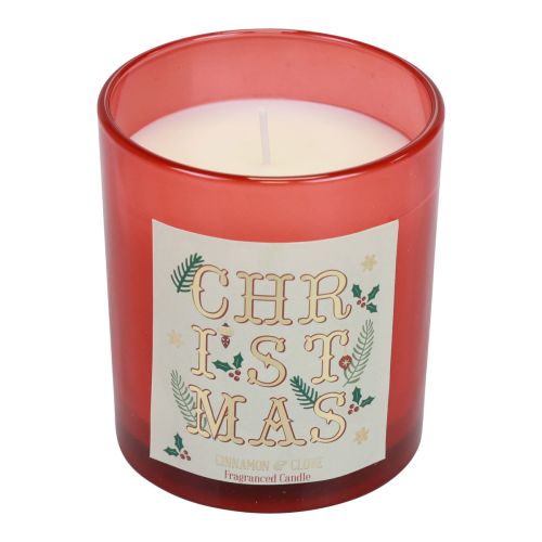 Scented candle Christmas scented candle in a glass red cinnamon clove Ø8cm