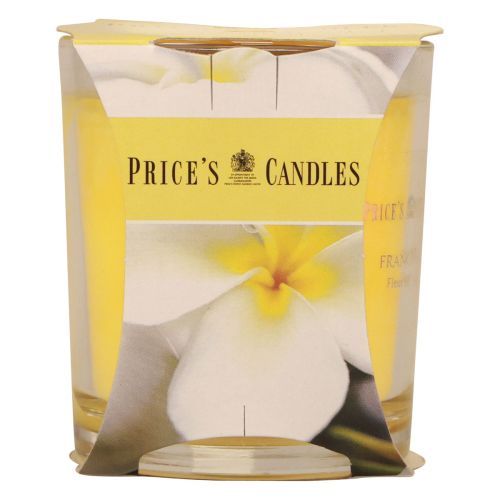 Floristik24 Scented candle in a glass summer scent Frangipani Yellow H8cm