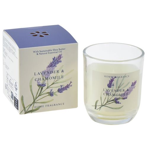 Product Scented candle in glass lavender chamomile cream Ø7.5cm H8.5cm