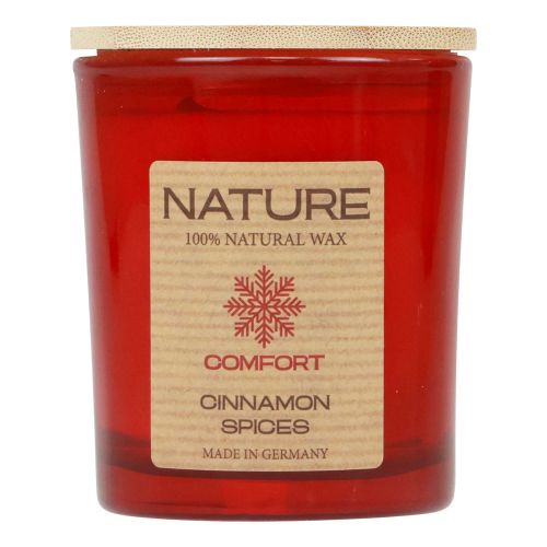 Product Scented candle in a glass natural wax candle Cinnamon Spices 85×70mm