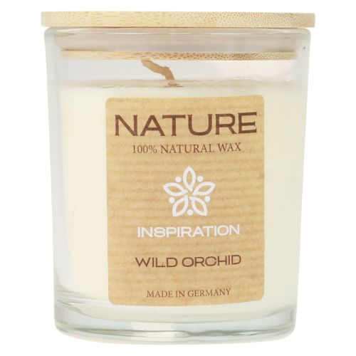 Floristik24 Scented candle in a glass natural wax candle Wild Orchid 85×70mm